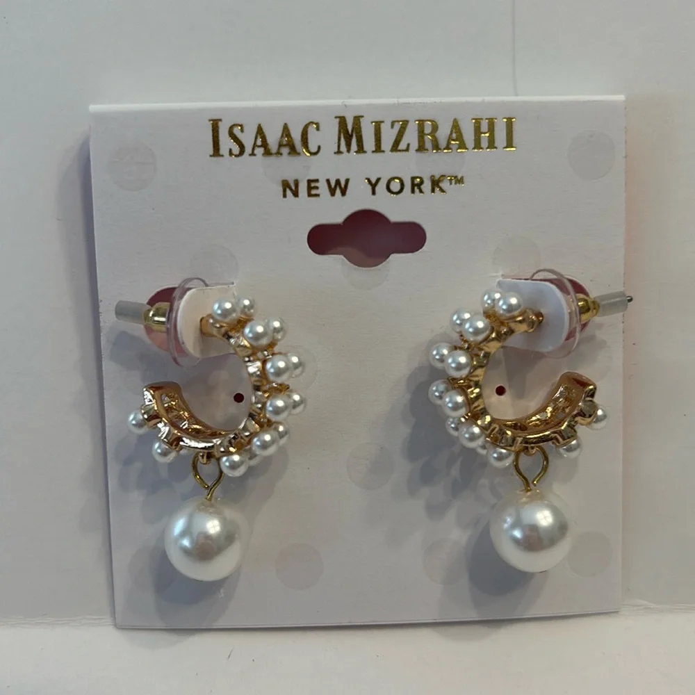 Isaac Mizrahi Pearl Hoop Earrings